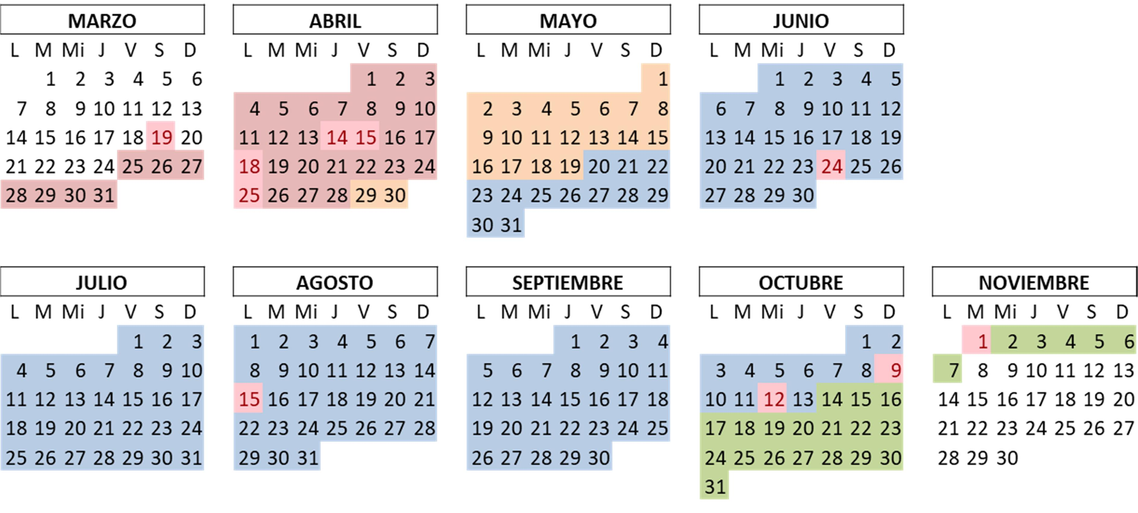 Bases calendario