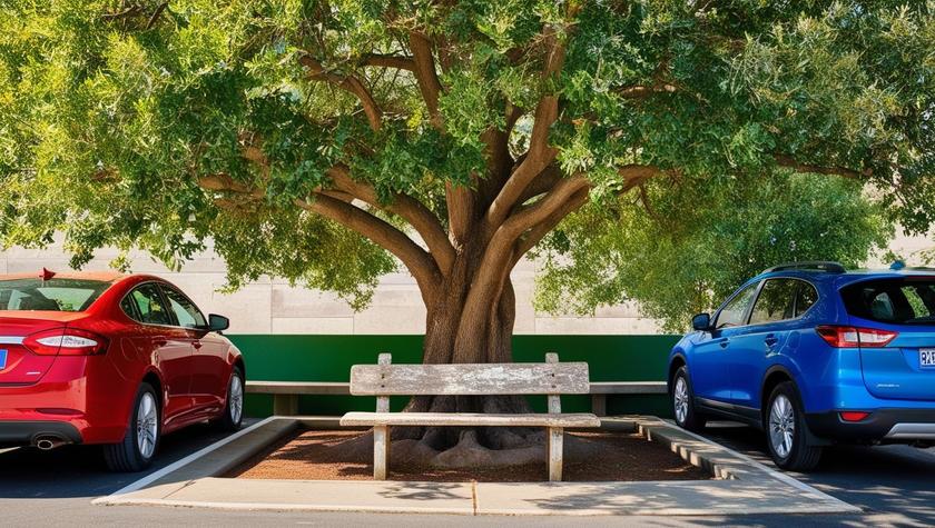 Recreación de árbol en calzada.