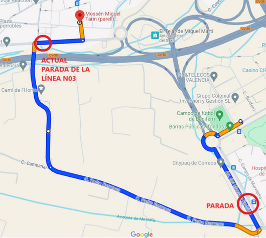 Modificación ruta línea 62