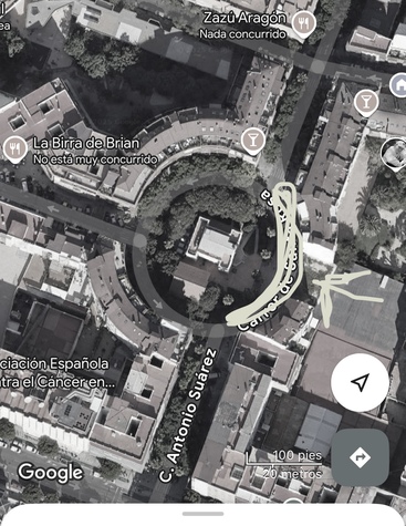 Indicación de zona a peatonalizar 
