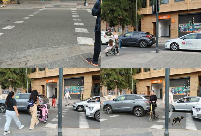 Coches bloquean paso al Jardín Turia