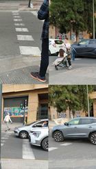 Coches bloquean paso al Jardín Turia