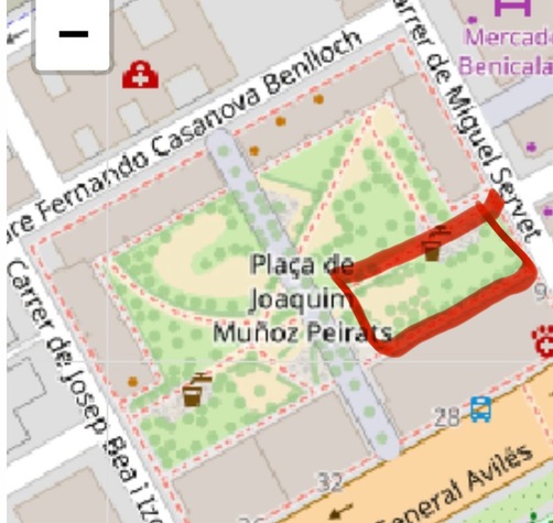 Zona del parque para recinto canino. 