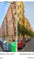Árboles y bancos en C/Pobla del Duc